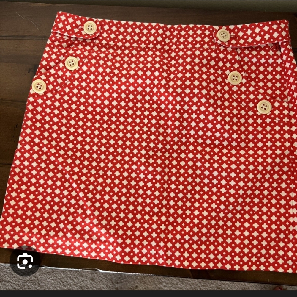 J. Crew Red and White Mini Skirt